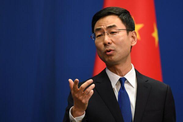 Chinese Communist Party Foreign Ministry spokesman Geng Shuang in Beijing, China on March 18, 2020. (Greg Baker/AFP via Getty Images)