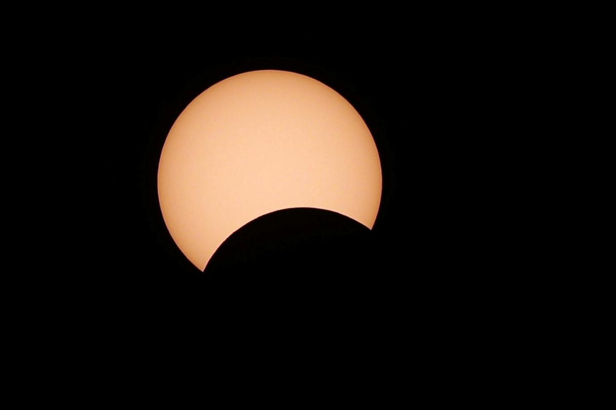 A photo shows a partial solar eclipse observed in Amman, Jordan, on June 21, 2020. (Muhammad Hamed/Reuters)