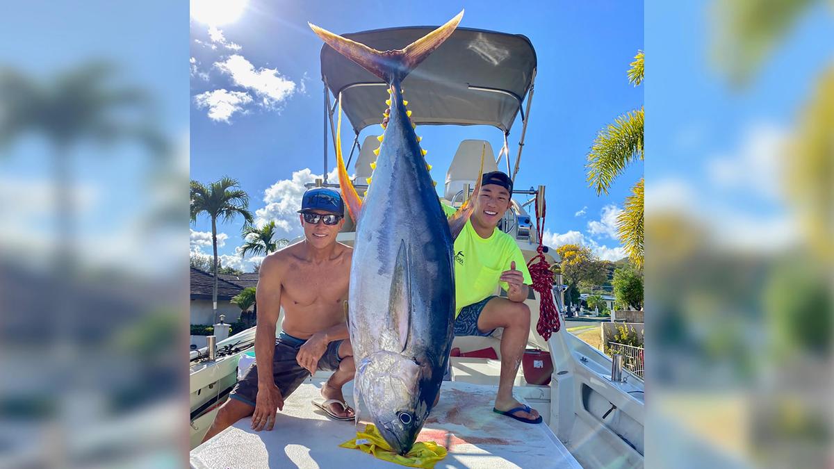 Tommy and Landon Mukaigawa, two of the fishermen who caught the tuna. (Courtesy of Red Sea Ocean Adventures)