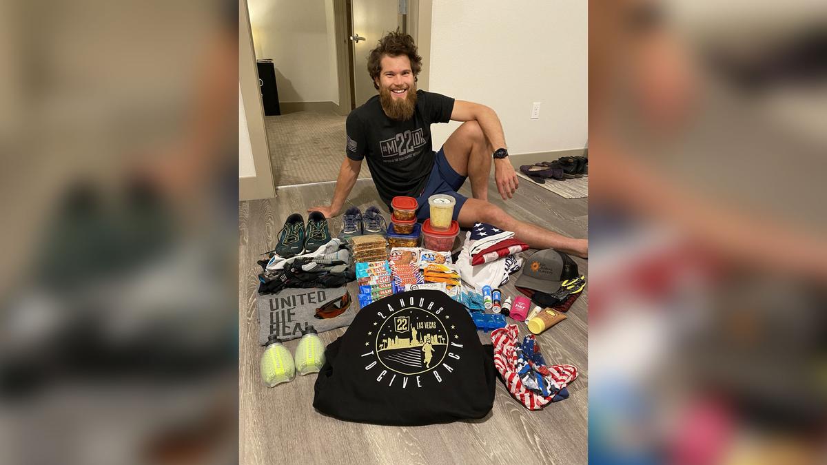 Peter Makredes packed food and shoes to get him through the day of running for 24 hours. (Courtesy of Peter Makredes)