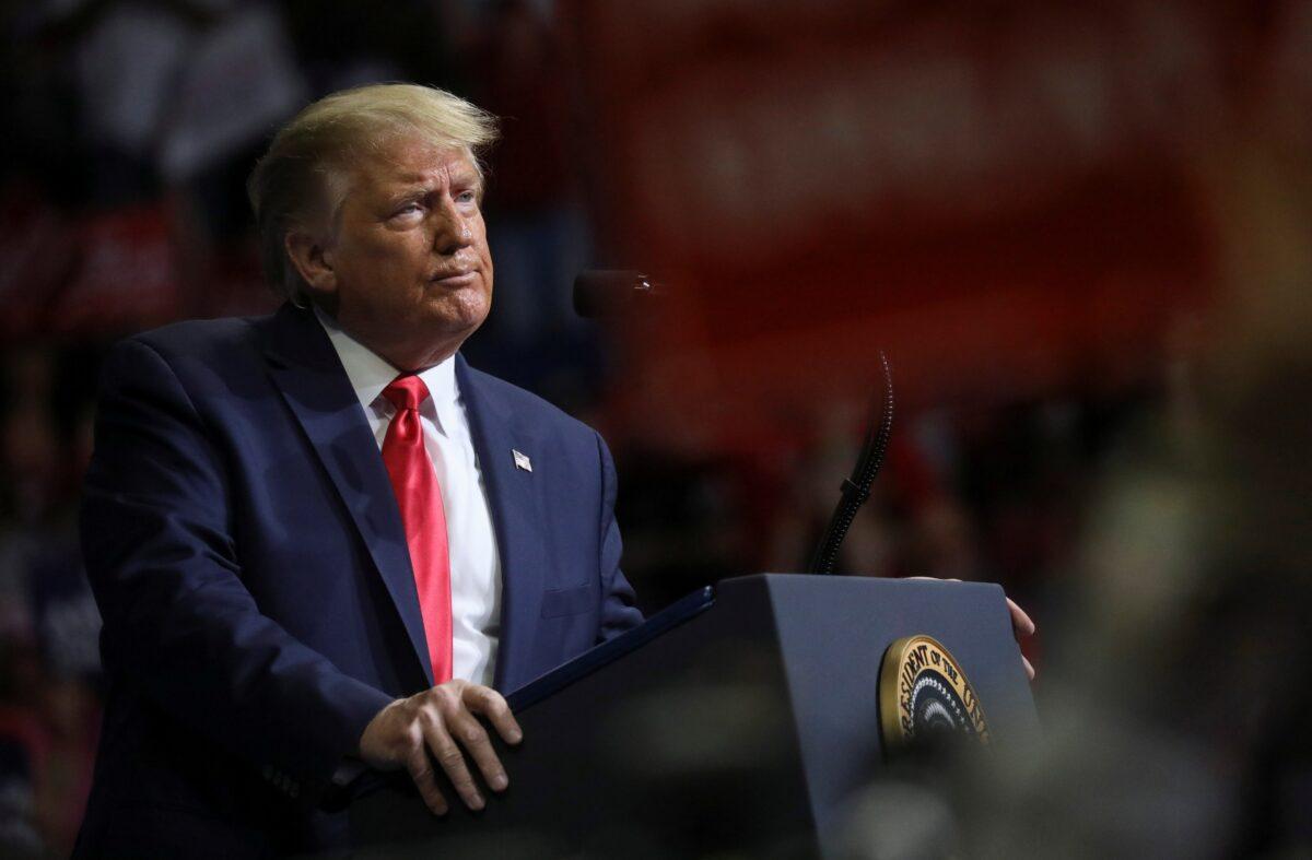 President Donald Trump at a campaign rally at the BOK Center in Tulsa, Okla., June 20, 2020. (Leah Millis/Reuters)