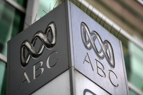 The logo for Australia's public broadcaster ABC is seen at its head office building in Sydney on Sept. 27, 2018. (Saeed Khan/Getty Images)