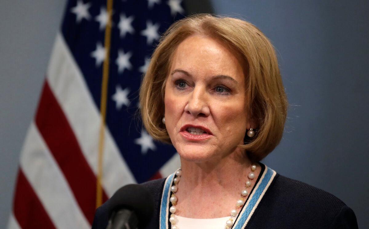 Seattle Mayor Jenny Durkan speaks at a news conference about the COVID-19 outbreak in Seattle, Wash., on March 16, 2020. (Elaine Thompson, Pool/Getty Images)