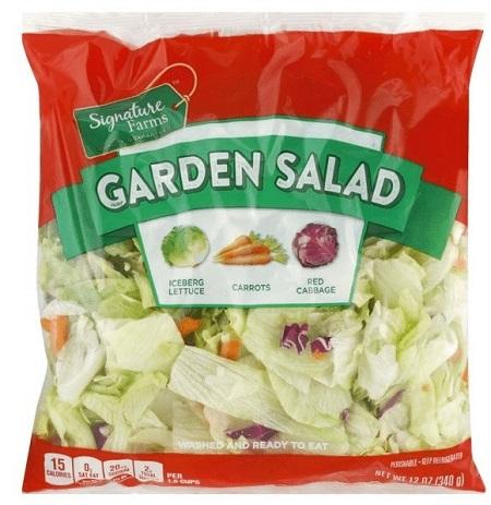 Signature Farms Garden Salad Mix recalled from stores after an outbreak of diarrhea-causing microscopic parasite. (Courtesy of the FDA)