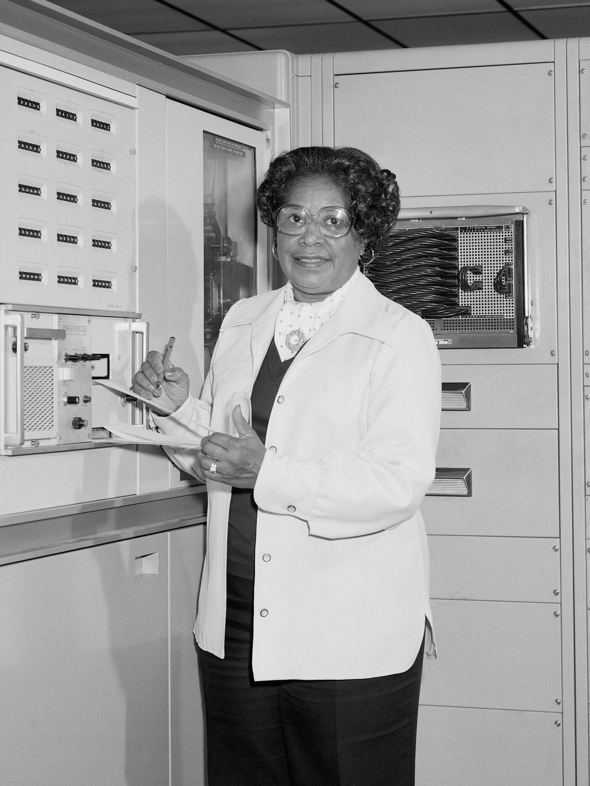 Jackson working at NASA's Langley Research Center in Hampton, Virginia, on June 2, 1977 (<a href="https://commons.wikimedia.org/wiki/File:Mary_Jackson_working.jpg">NASA</a>)