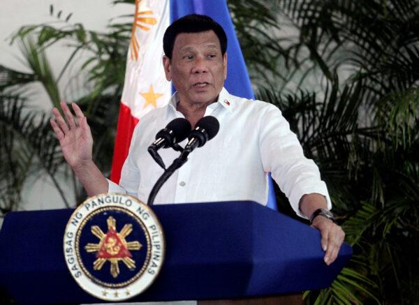 President Rodrigo Duterte speaks at Davao International airport in Davao City in the southern Philippines, Sep. 8, 2018. (Lean Daval Jr/Reuters)