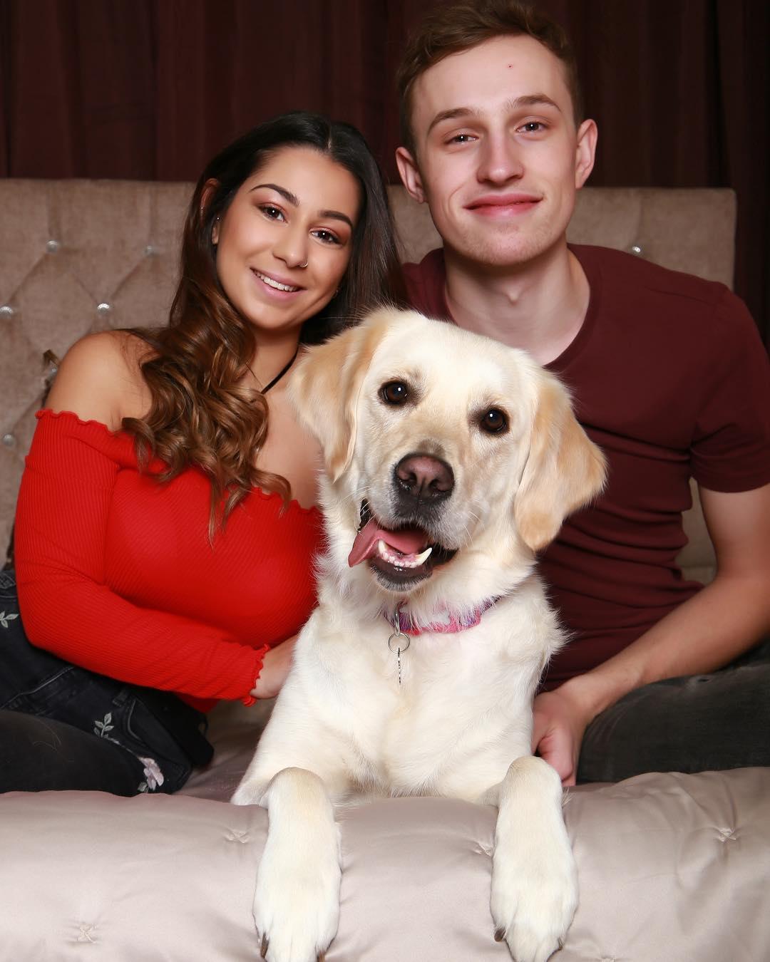 Lola with her owners Amber Marie Monte and her fiance, Alex Boothroyd. (Courtesy of <a href="https://www.facebook.com/ambermmonte">Amber Marie Monte</a>)