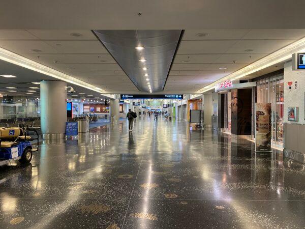 A nearly empty terminal at Miami International Airport on June 4, 2020. (Skye Sherman)
