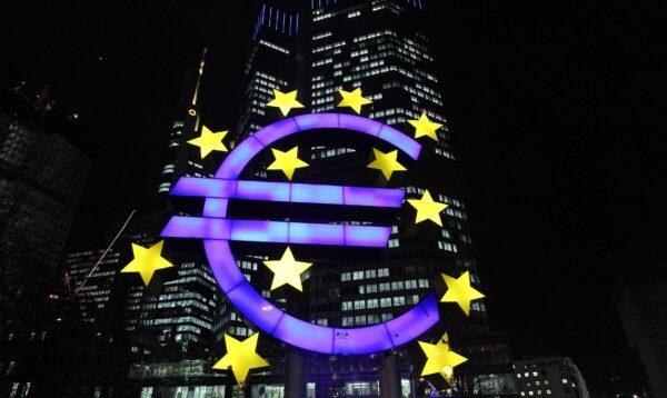 The Euro logo is seen in front of the European Central Bank (ECB) in Frankfurt am Main, Germany on Jan. 10, (Daniel Roland/AFP via Getty Images)
