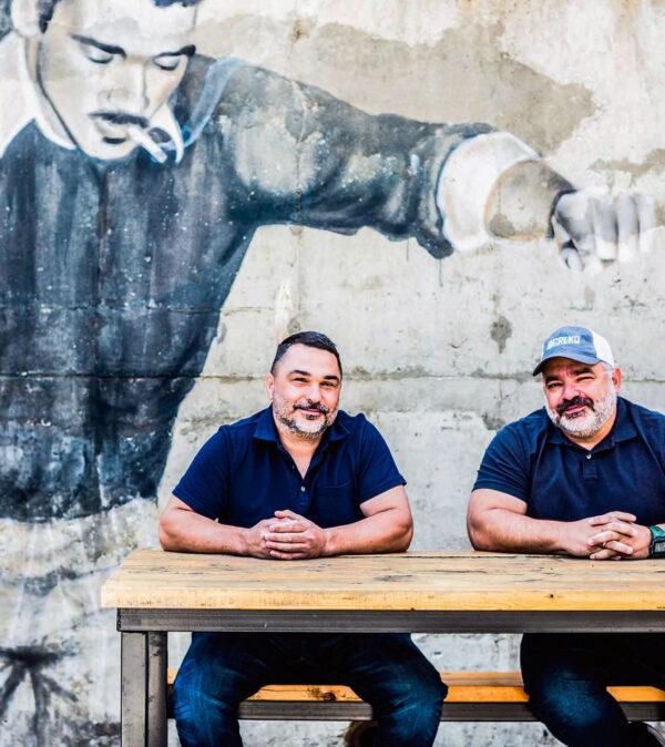 Bill (L) and Tony Darsinos of Greko Greek Street Food in Nashville, Tennessee. (Photo from the book "Serial Griller")