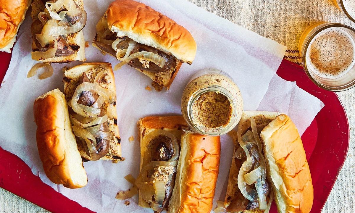 Two-Step Beer Brat Sliders With Mustard