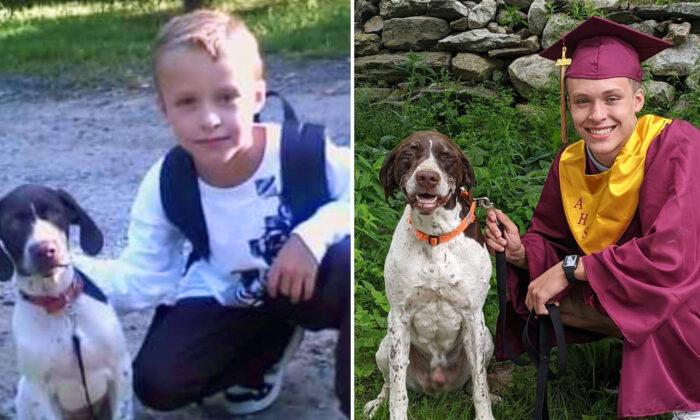 Family Recreates Adorable Photo of Boy and His Dog From First Grade to Graduation Day