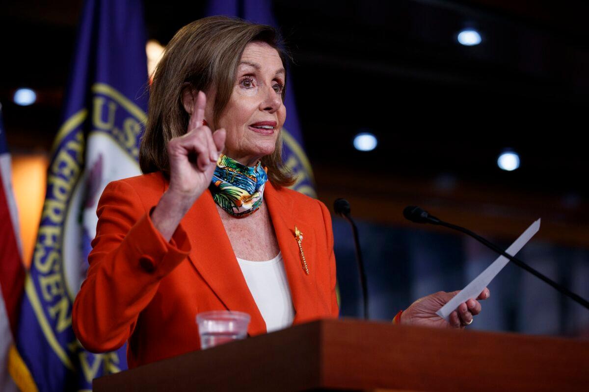 House Speaker Nancy Pelosi (D-Calif.) speaks at a news conference on Capitol Hill in Washington on June 26, 2020. (Carolyn Kaster/AP Photo)