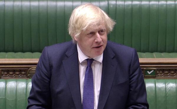Britain's Prime Minister Boris Johnson speaks during the weekly question time debate in Parliament in London on July 1, 2020. (Parliament TV/Reuters TV via Reuters)