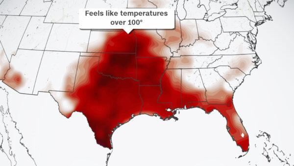 Dallas, Texas will reach a heat index what it will feel like of 110 degrees both on Wednesday and Thursday afternoon. (CNN Weather)