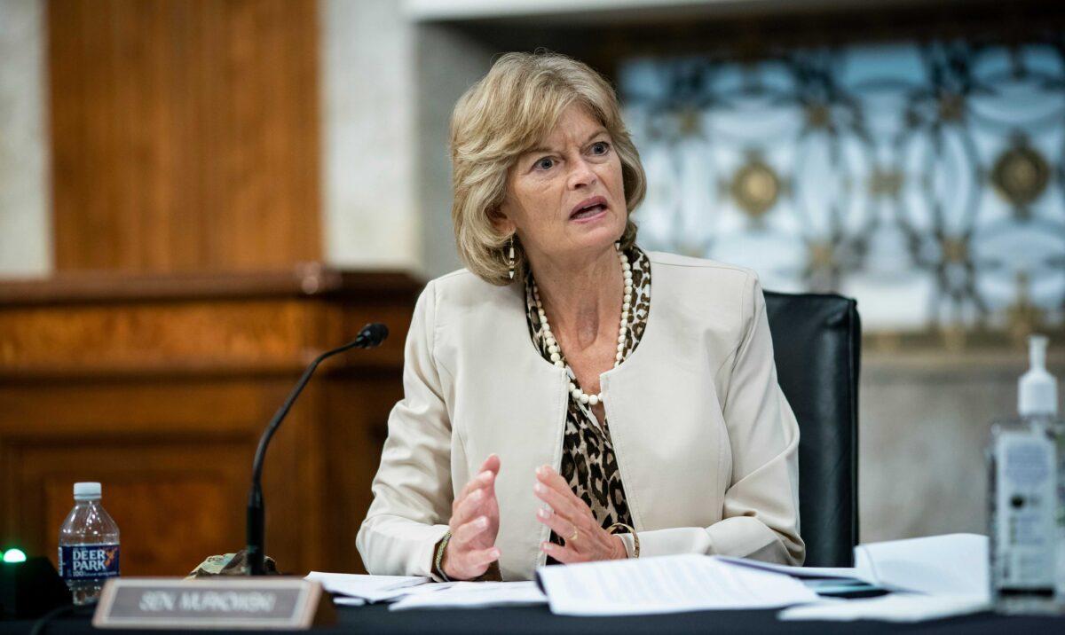 Sen. Lisa Murkowski (R-Alaska) speaks during a Senate Health, Education, Labor, and Pensions Committee hearing in Washington on June 30, 2020. (Al Drago/AFP via Getty Images)