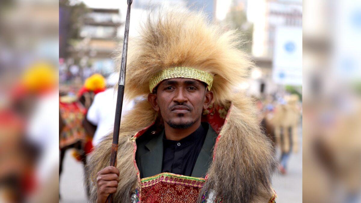 Ethiopian musician Haacaaluu Hundeessaa poses while dressed in a traditional costume during the 123rd anniversary celebration of the battle of Adwa, where Ethiopian forces defeated invading Italian forces, in Addis Ababa, Ethiopia, on March 2, 2019. (Tiksa Negeri/File Photo/Reuters)