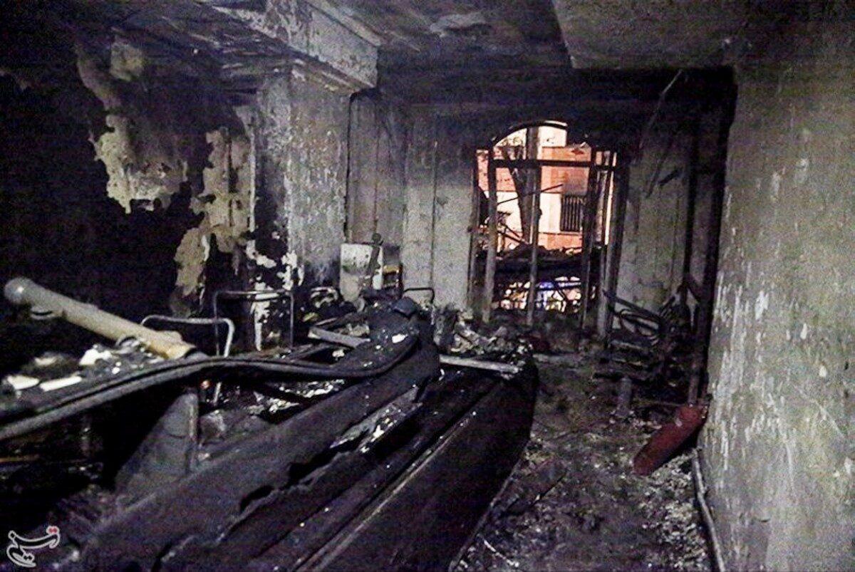A burnt room of a medical clinic is seen at the site of an explosion in the north of the Iranian capital Tehran, Iran, on June 30, 2020. (Tasnim News Agency/Handout via Reuters)