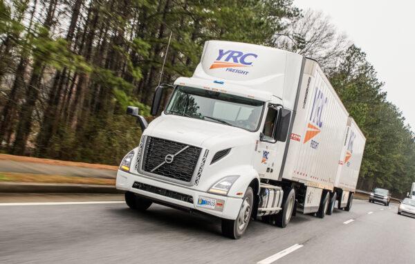 This file image shows a YRC Worldwide Inc. truck on the road. (Image courtesy of YRCW Inc.)