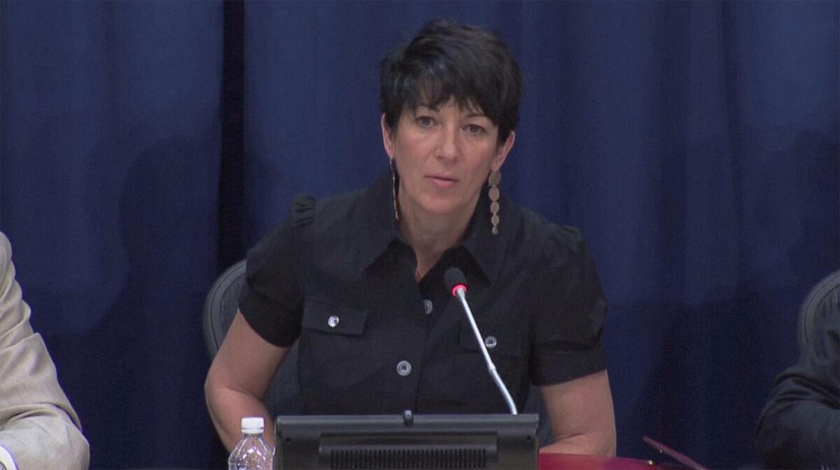 Ghislaine Maxwell, longtime associate of Jeffrey Epstein, speaks at a news conference on oceans and sustainable development at the United Nations in New York on June 25, 2013, in this screengrab taken from United Nations TV file footage. (UNTV/Handout/Reuters)