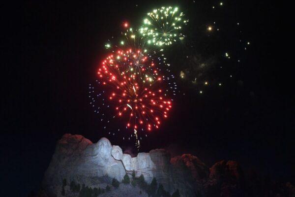 Fireworks explode above the Mount Rushmore National Monument during an Independence Day event in Keystone, South Dakota, on July 3, 2020. (Saul Loeb/AFP via Getty Images)