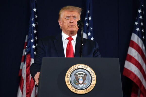 President Donald Trump gestures as he speaks during the Independence Day events at Mount Rushmore National Memorial in Keystone, South Dakota, July 3, 2020. (Saul Loeb/AFP via Getty Images)