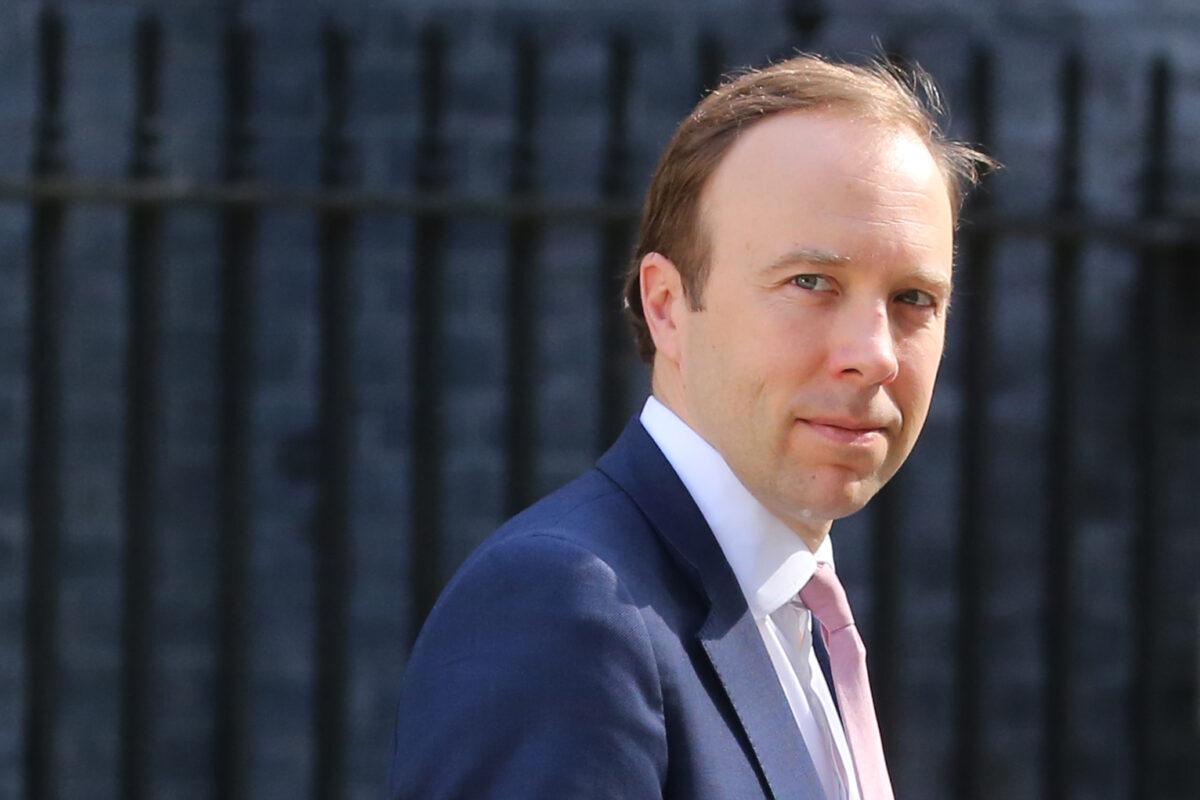 Britain's Health Secretary Matt Hancock leaves Downing street after the daily Covid-19 briefing in central London on May 27, 2020. (Isabel Infantes /AFP via Getty Images)