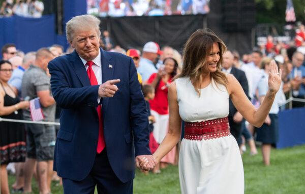 President Donald Trump and First Lady Melania Trump host the 2020 "Salute to America" event in honor of Independence Day on the South Lawn of the White House in Washington on July 4, 2020. (Saul Loeb/AFP via Getty Images)