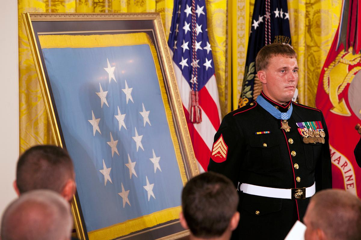 Medal of Honor recipient Sgt. Dakota Meyer is the first living Marine recipient for actions in Iraq or Afghanistan.  (<a href="https://commons.wikimedia.org/wiki/File:Defense.gov_photo_essay_110915-M-AR635-157.jpg">Lance Cpl. Daniel Wetzel</a>/Wikimedia Commons)
