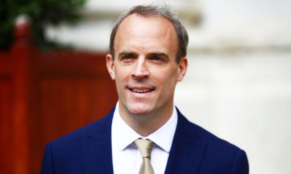 Britain's Foreign Secretary Dominic Raab reacts as he makes a statement on Hong Kong's national security legislation in London, Britain, on July 1, 2020. (Hannah McKay/Reuters)