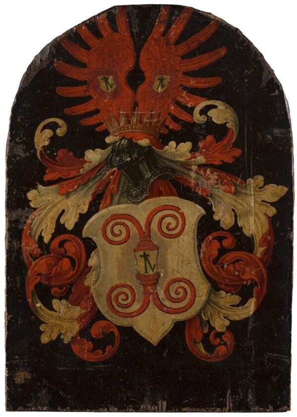 The Bellinghausen coat of arms on the back of the portrait of Elisabeth Bellinghausen. (Margareta Svensson)