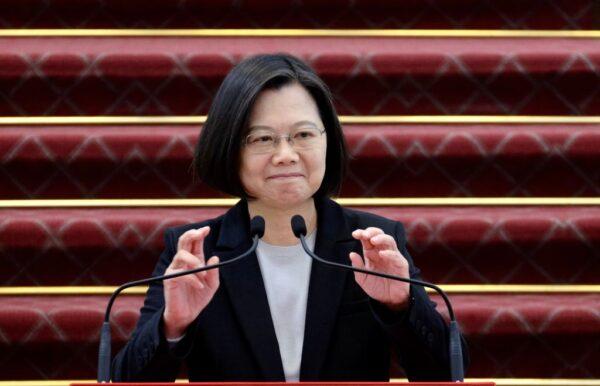 Taiwan President Tsai Ing-wen speaks during a press conference at the presidential office in Taipei on Jan. 22, 2020. (Sam Yeh/AFP via Getty Images)