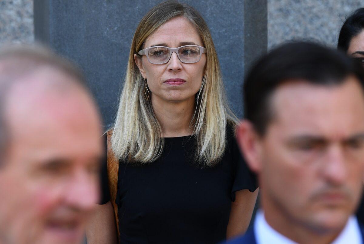 Alleged Jeffrey Epstein victim Annie Farmer stands outside court in New York City on July 15, 2019. (Timothy A. Clary/AFP/Getty Images)