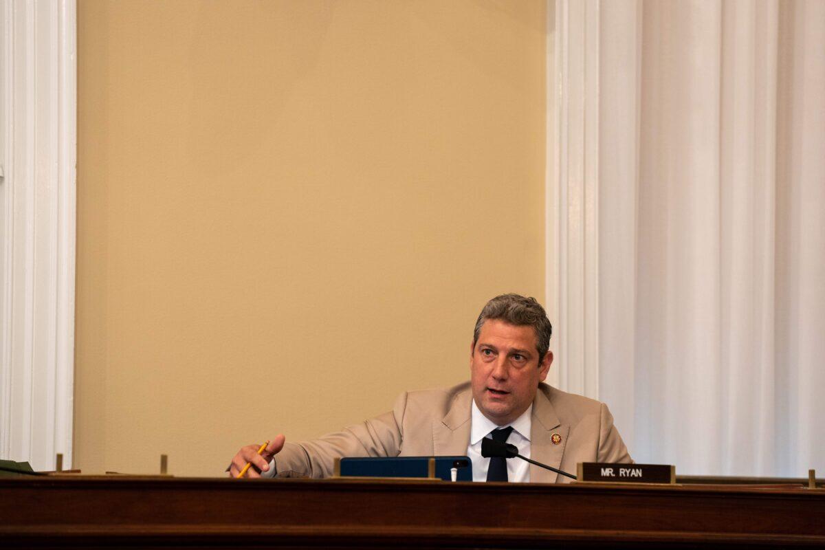House Legislative Branch Appropriations Subcommittee Chairman Tim Ryan (D-Ohio) speaks in Washington on May 28, 2020. (Anna Moneymaker/Pool/AFP via Getty Images)