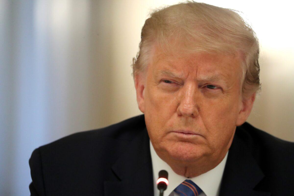 President Donald Trump meets with students, teachers, and administrators about how to safely re-open schools in the White House in Washington on July 7, 2020. (Chip Somodevilla/Getty Images)