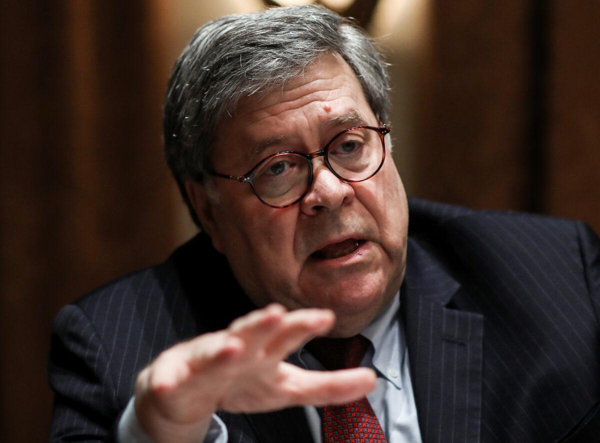 Attorney General William Barr speaks during a roundtable discussion on "America's seniors" hosted by U.S. President Donald Trump in the Cabinet Room at the White House in Washington on June 15, 2020. (Leah Millis/Reuters)