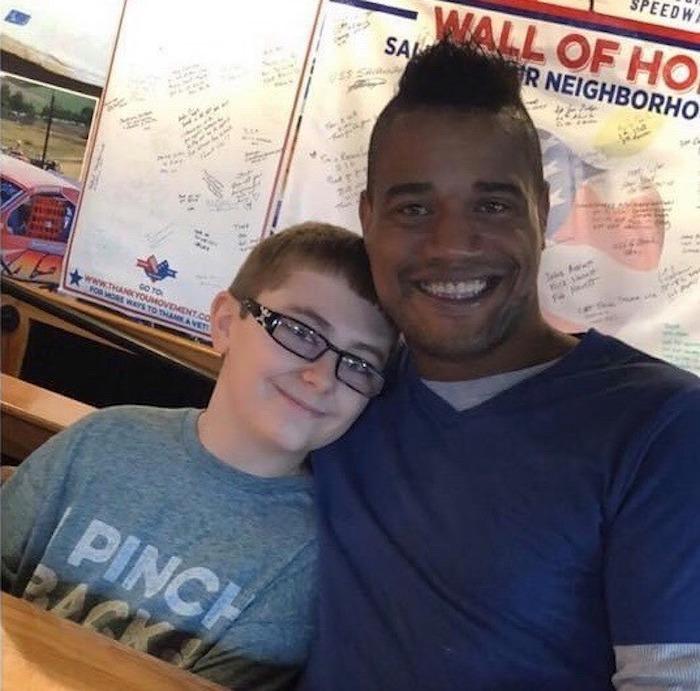 Colin and Kahlief at Applebee’s during the pancake breakfast for autism awareness. (Courtesy of <a href="https://www.facebook.com/megan.griffinhaas">Megan Griffin Haas</a>)