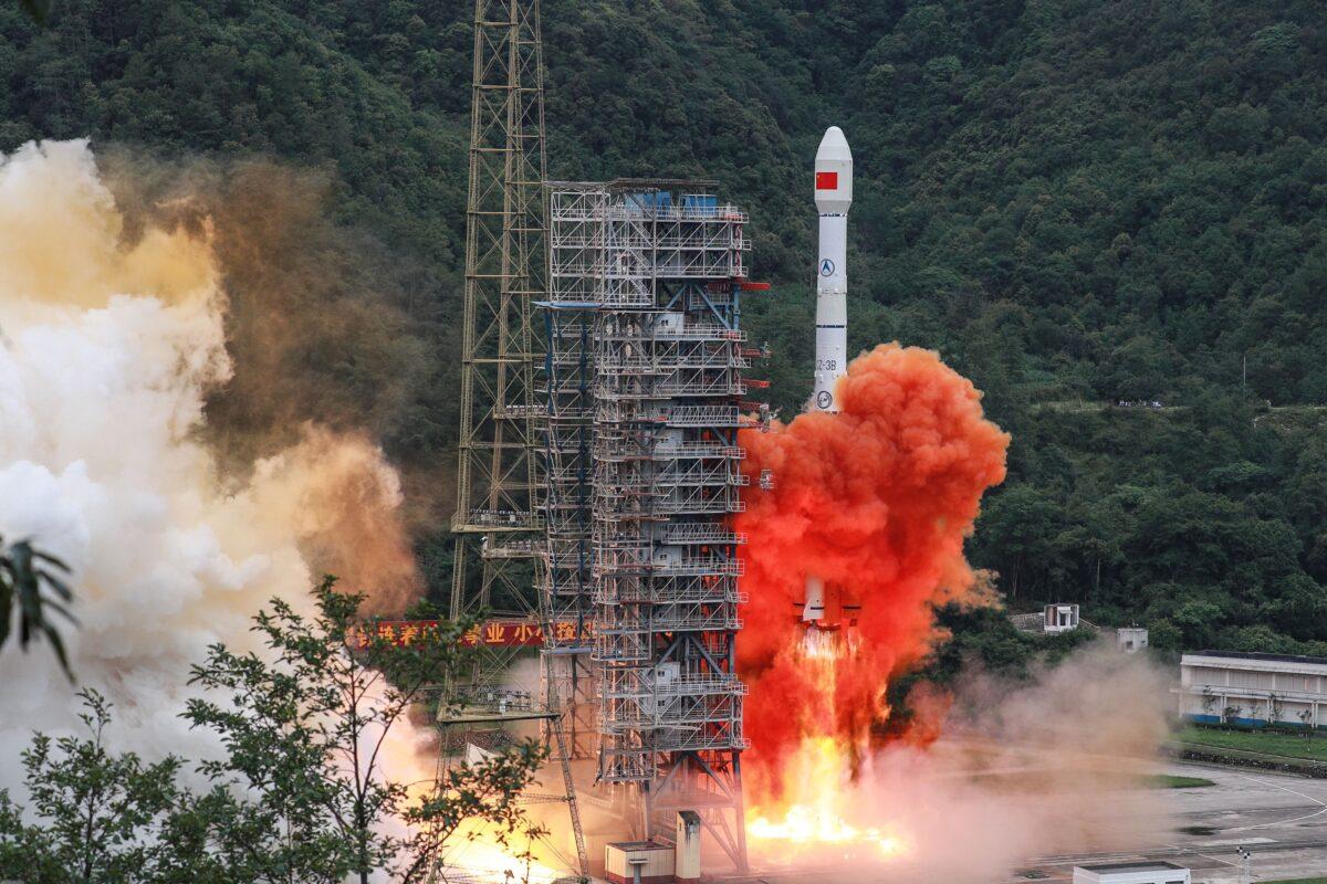 A Long March 3B rocket carrying the Beidou-3GEO3 satellite lifts off from the Xichang Satellite Launch Center in Xichang in China's Sichuan Province on June 23, 2020. (STR/AFP via Getty Images)