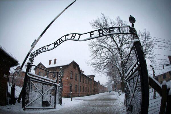 The entrance to the former Nazi concentration camp Auschwitz-Birkenau with the lettering 'Arbeit macht frei' ('Work makes you free') is pictured in Oswiecim, Poland, on Jan. 25, 2015. (Joël Saget/AFP via Getty Images)