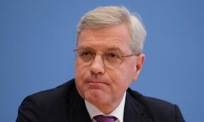 Norbert Roettgen, a prominent member of the German Christian Democrats (CDU) and former German environment minister, speaks to the media in Berlin, Germany, on Feb. 18, 2020. (Sean Gallup/Getty Images)