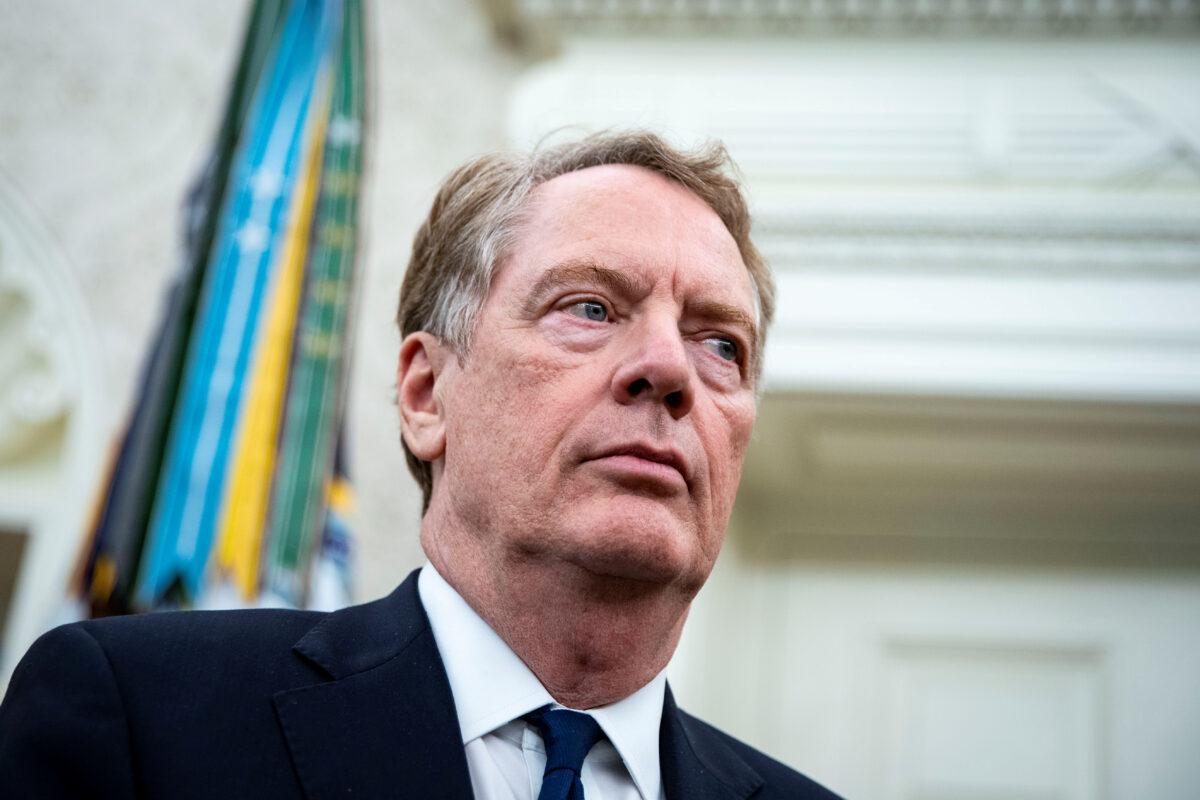 Then-U.S. Trade Representative Robert Lighthizer during a meeting in the Oval Office of the White House in Washington, on Sept. 16, 2019. (Al Drago/Reuters)