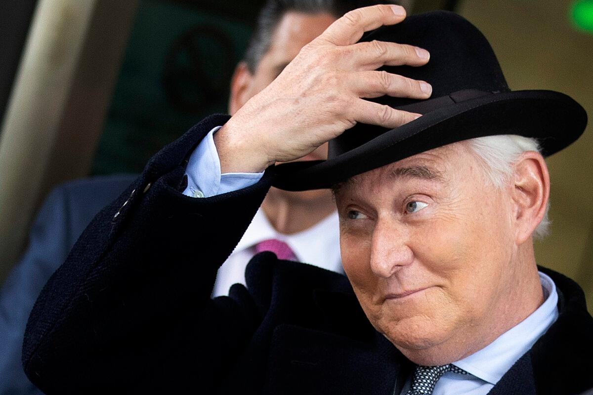 Roger Stone, former adviser and confidante to President Donald Trump, in Washington on Feb. 20, 2020. (Chip Somodevilla/Getty Images)