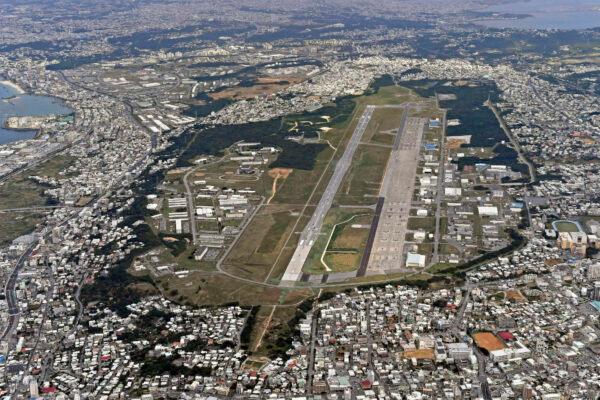 U.S. Marine Air Station Futenma in Ginowan, Okinawa, southern Japan, on Jan. 27, 2018. (Kyodo News via AP)