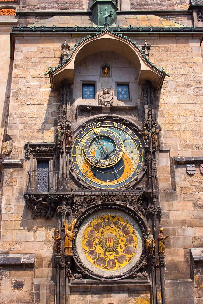 The clock features figures such as Vanity, the Miser, the Turk, and the Rooster, which move, and stationary ones such as Archangel Michael, the Astronomer, the Philosopher, and the Chronicler. (S-F/Shutterstock)