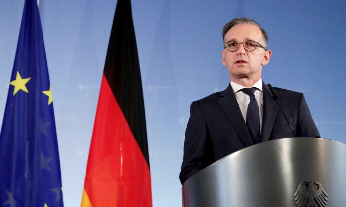 German Foreign Minister Heiko Maas speaks during a joint press conference in Berlin, Germany, on July 2, 2020. (Michael Sohn/Pool/AFP/Getty Images)