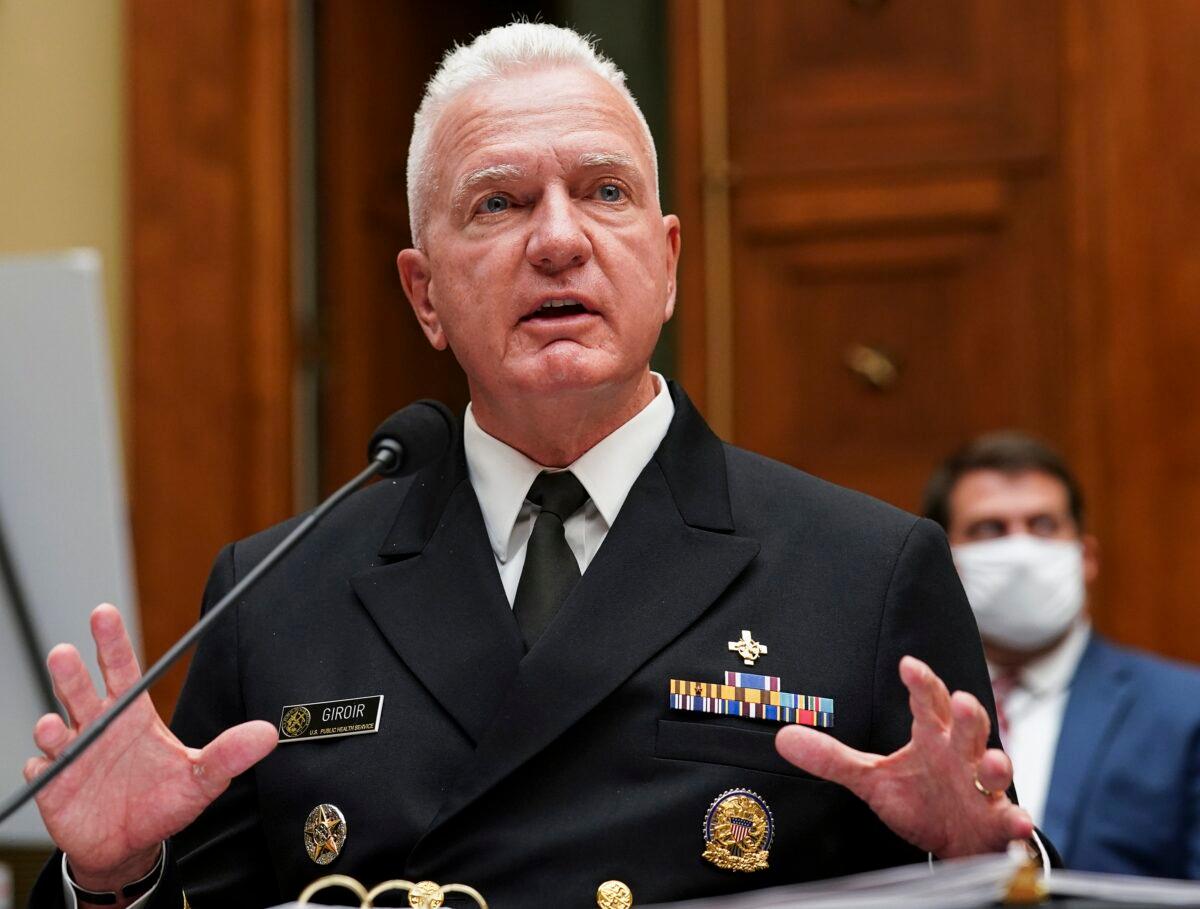  Assistant Secretary for Health and Human Services Adm. Brett Giroir testifies to Congress in Washington on July 2, 2020. (Kevin Lamarque/Pool/Getty Images)