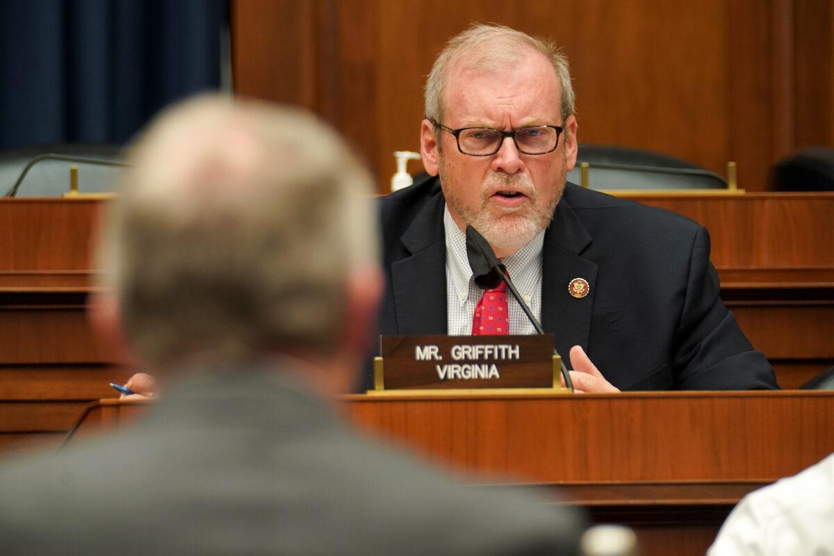 Rep. Morgan Griffith (R-Va.) asks questions during a hearing in Washington on May 14, 2020. (Greg Nash/Pool/Getty Images)
