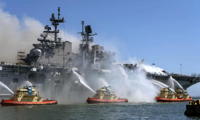 Fire Still Burning on Navy Ship in San Diego Where 57 Hurt