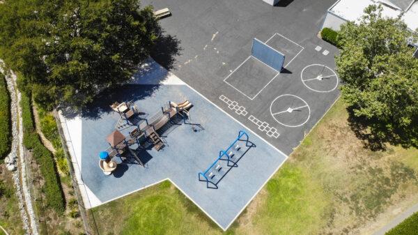 An aerial view of Sierra Vista Middle School in Irvine, Calif., on July 13, 2020. (John Fredricks/The Epoch Times)