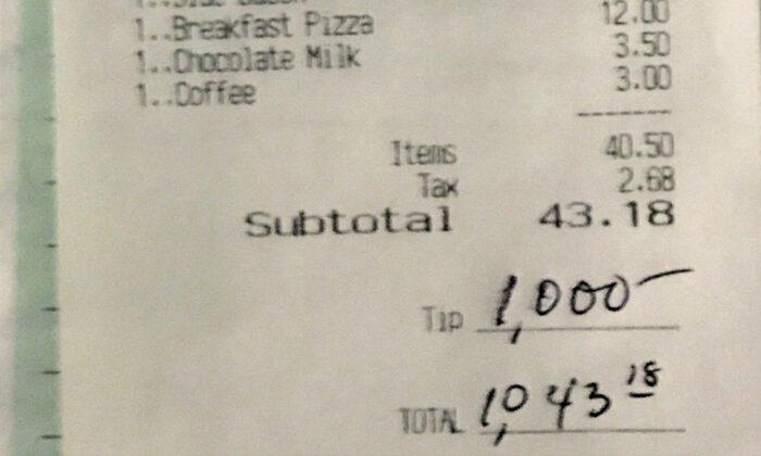 Customer Leaves Restaurant Staff $1,000 Tip to Thank Them for Working Through the Lockdown